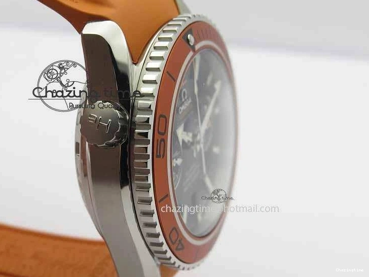 0513 Planet Ocean Master Chrono 45mm SS OM 1:1 Best Edition Black Dial On Orange Rubber Strap A Attractive 8170